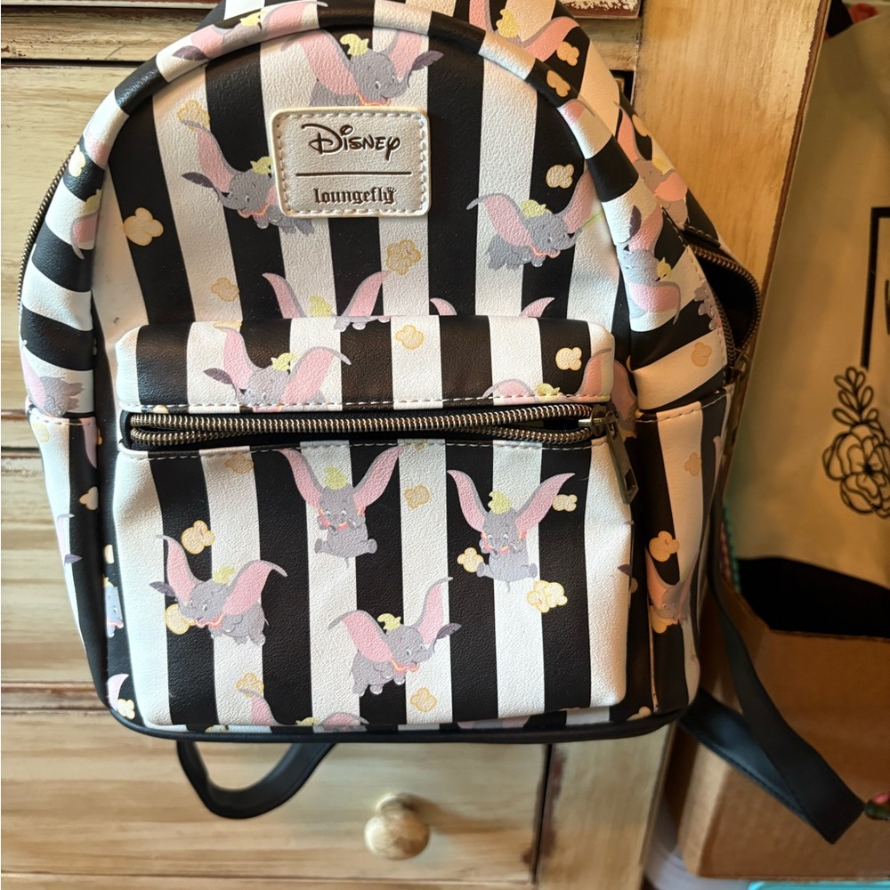Loungefly Dumbo Black and White Striped Backpack